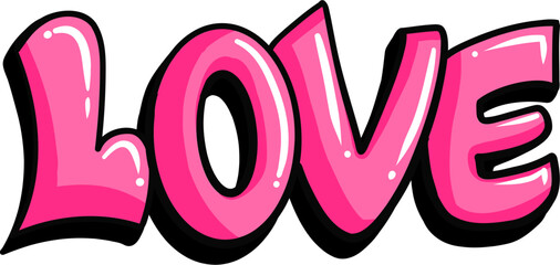 Love text in handwritten graffiti style vector illustration