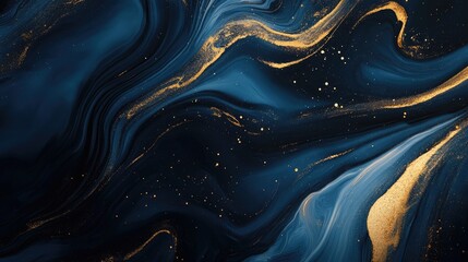 Abstract background featuring deep blue and gold hues with a fluid texture conveying a sense of luxury and elegance