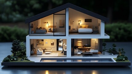 A realistic miniature house, dream house concept, real estate concept, tiny house