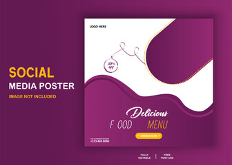 Food menu banner social media post template design vector