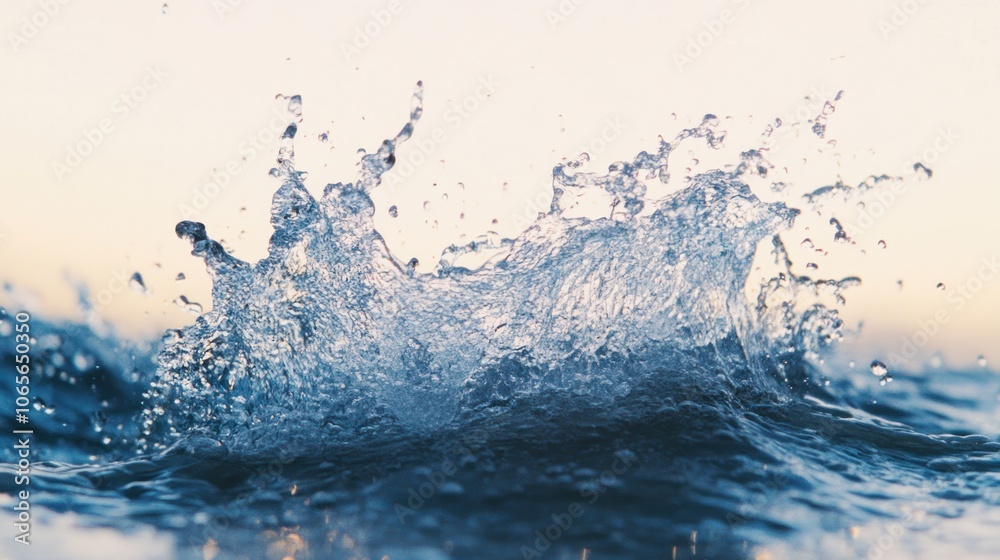 Aufkleber Close-up of Water Splashing and Creating a Blue and White Pattern