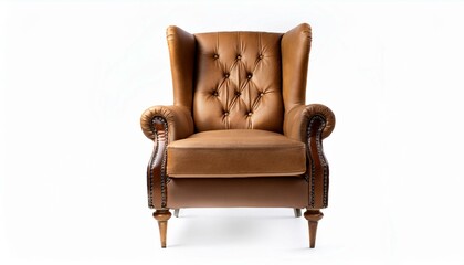 Wingback Chair front view full length isolate on White background