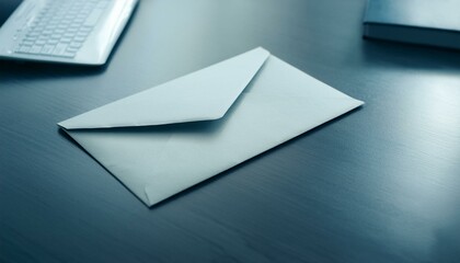 Close-up of a blank paper envelope left on the office desk. 