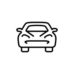 Obraz premium Car front simple line icon. Automobile and car dealer symbol. Auto, view, sport, race, transport, transportation outline sign. Vector illustration isolated on white background