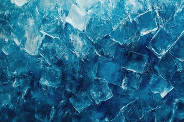 Close-up of ice cubes in a blue color, abstract background. a cool texture