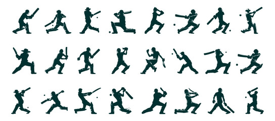 Naklejka premium Cricket Bowler Silhouette, Cricket Captain Silhouette, Cricket Wicket Keeper Silhouette, Cricket Batsman Silhouette. 