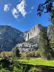 landscape with mountains waterfall