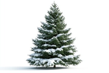 Fototapeta premium spruce covered with snow isolated on white background