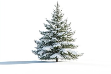 Obraz premium spruce covered with snow isolated on white background