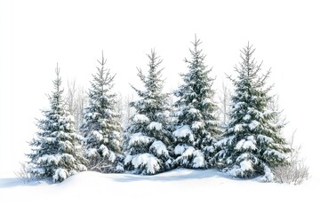 Obraz premium Spruce covered with snow isolated on white background winter forest