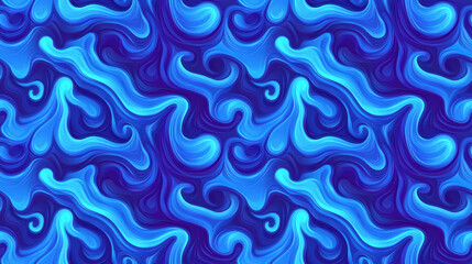 Fototapeta premium Seamless pattern of vibrant blue abstract waves with curvy lines perfect for backgrounds and textile designs