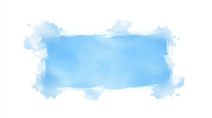 Obraz premium Tranquil blue watercolor background with elegant white border, ideal for design projects, websites, and print