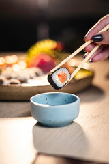 Hosomaki Sushi on Chopsticks