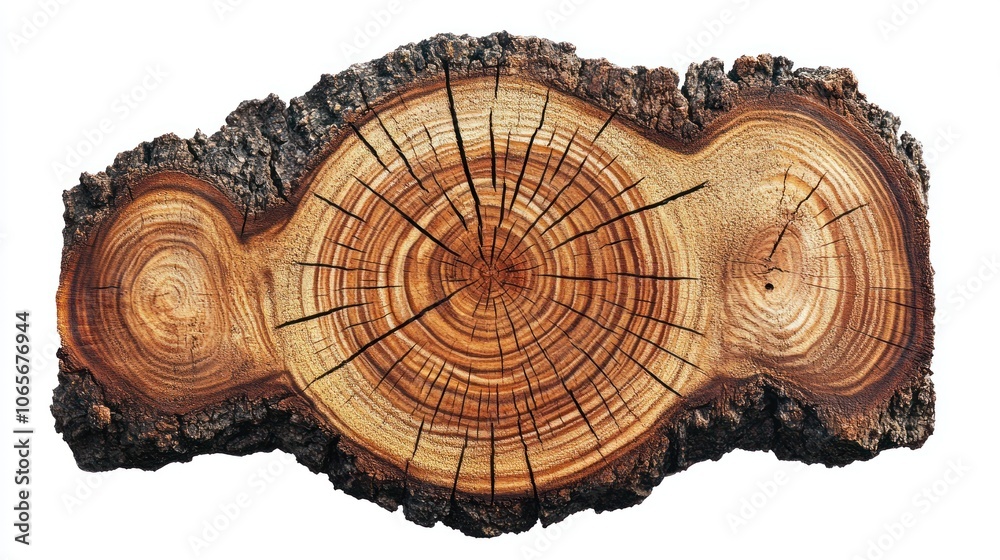 Poster cross-section of a tree trunk showing growth rings and bark