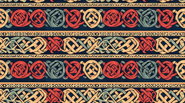 Seamless hand drawn pattern featuring traditional Celtic and Balto Slavic designs perfect for ethnic home decor and textile applications stripes print ethnic design