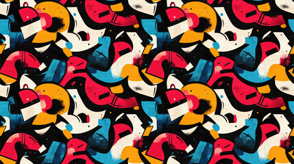 Obraz premium Colorful abstract graffiti patterned background in a seamless design for textile or wallpaper applications