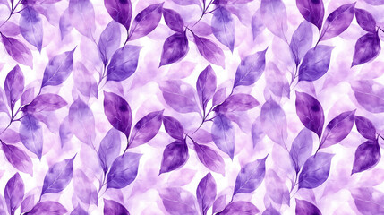 Fototapeta premium Seamless abstract watercolor pattern featuring shades of lavender and intricate leaf designs for modern decor