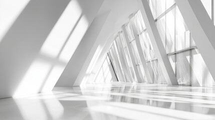 Obraz premium Bright and Modern Minimalist Interior Architecture with Geometric Features and Large Windows