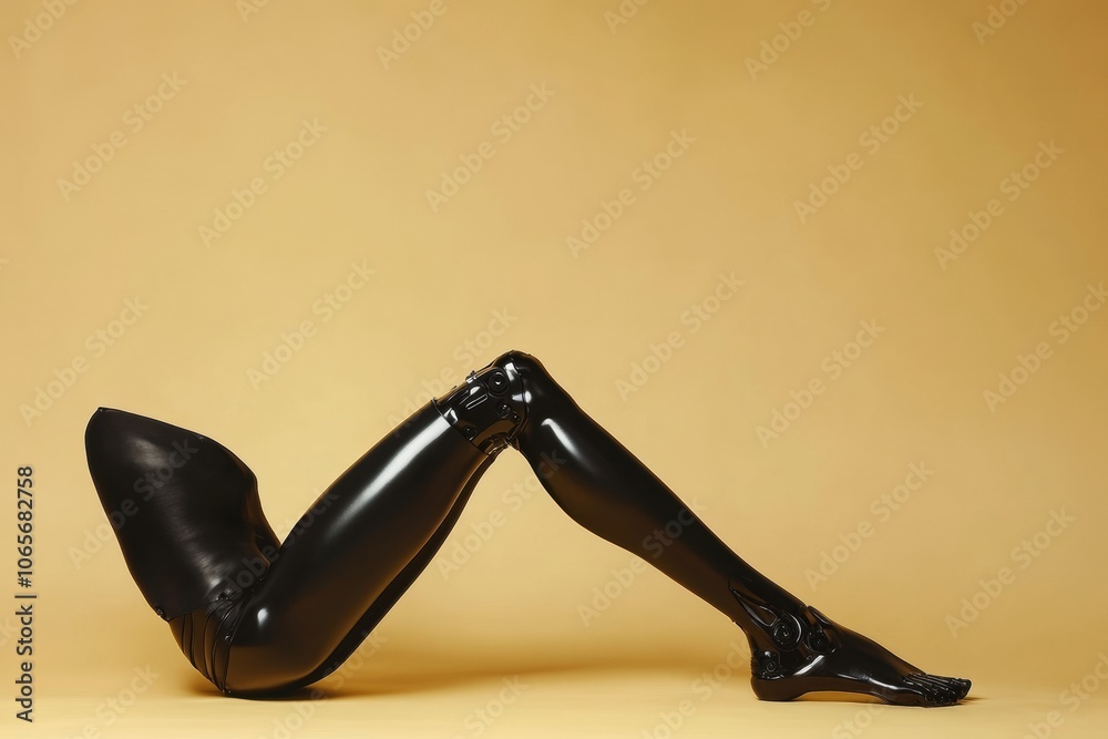 Poster the black prosthetic limb showcases advanced technology and a sleek design, reflecting modern innova
