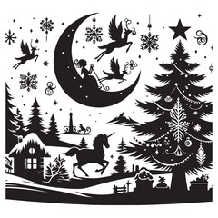 Fototapeta premium Christmas Silhouette Elements, Christmas Tree silhouette, tree silhouette , Christmas tree silhouette vector