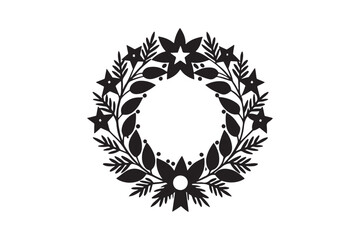 Obraz premium Christmas Wreath silhouette vector illustration, Christmas Wreath silhouette bundle 