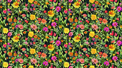 Floral wildflower watercolor seamless pattern featuring vibrant blooms and lush greenery ideal for fabric design and home decor