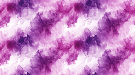Fototapeta premium Seamless tie dye pattern featuring watercolor textures in violet fuchsia and white ideal for minimalist fashion and boho decor