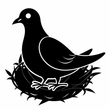 black pigeon sitting nest clip art preview