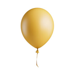 gold helium balloon. Birthday balloon flying for party and celebrations. Isolated on white background. Generative AI