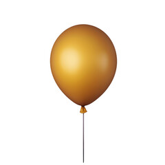 gold helium balloon. Birthday balloon flying for party and celebrations. Isolated on white background. Generative AI