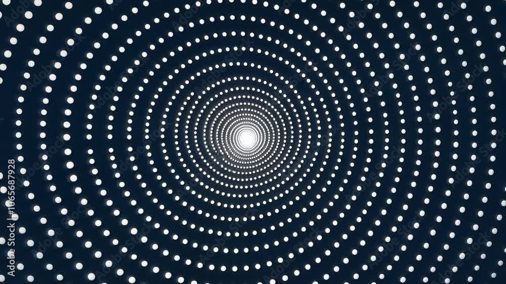 Aufkleber Abstract Spiral of Light: A mesmerizing digital artwork featuring a swirling pattern of white dots on a dark background, creating an ethereal and captivating spiral effect.