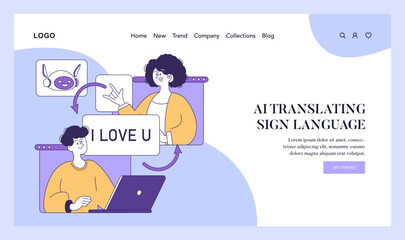 AI To Help Disabled People. Flat Vector Illustration