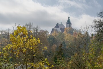 church in the autumn forest