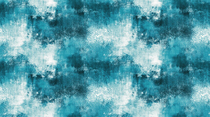 Fototapeta premium Seamless pattern of vintage turquoise grunge texture showcasing halftone elements and intricate spots ideal for background design