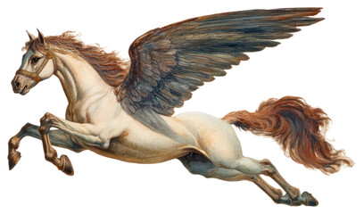 Fototapeta premium PNG A pegasus flying above background mythology animal.