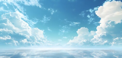 Obraz premium A serene and expansive view of a bright blue sky with fluffy white clouds, perfect for inspiring tranquility and peace.