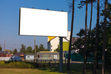 Background for design, white billboards on city streets and along roads