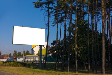 Background for design, white billboards on city streets and along roads