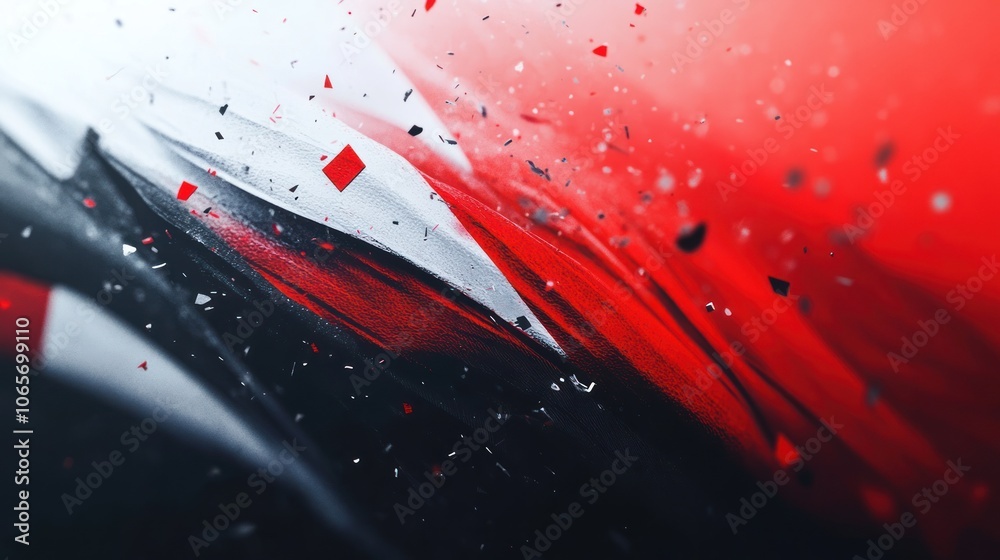 Poster Abstract red and black textured surface with scattered particles