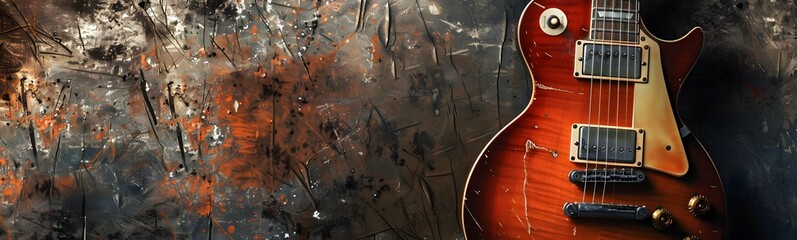 Fototapeta premium Guitar and blank grunge background