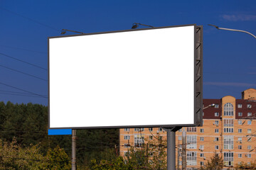 Fototapeta premium Background for design, white billboards on city streets and along roads