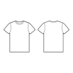 Classic T-Shirt Front and Back View Line Art Template
