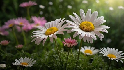 Fototapeta premium Beautiful Daisy Meadow in Soft Light
