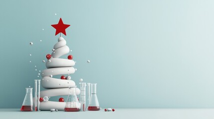Creative christmas tree made from stacked test tubes for scientific holiday decor