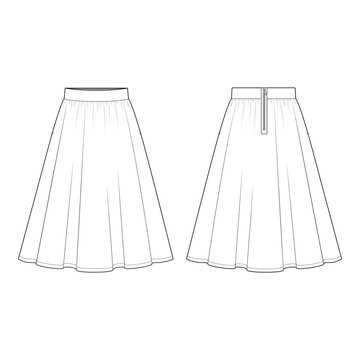 skirt front and back view outline clip art preview