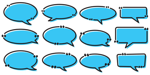 Obraz premium Set quote box frame, texting quote blank template boxes, design boxes quotation bubble blog symbols, bubble blog quotes symbols 