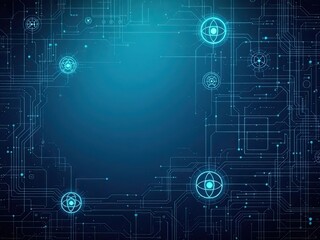 Obraz premium Retro-Futuristic Circuit Network Interface | Luminescent Blue Digital Framework | Advanced Technological Grid System