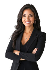 Obraz premium A confident property manager businesswoman standing with arms crossed