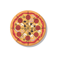 Cartoon pizza vector icon 