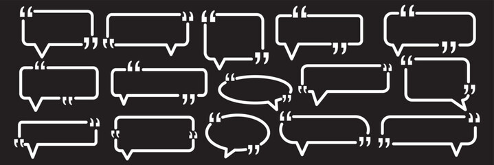 Obraz premium Set quote box frame, texting quote blank template boxes, design boxes quotation bubble blog symbols, bubble blog quotes symbols 